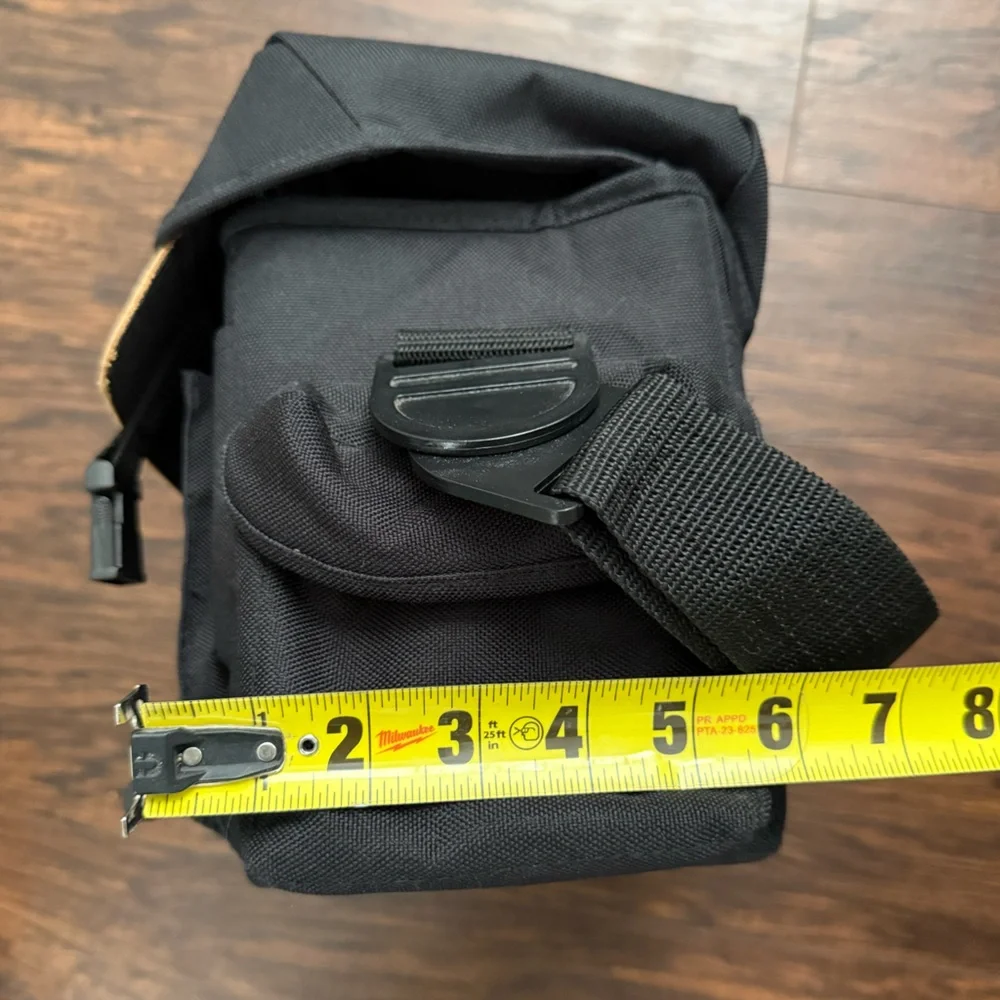 Mohawk Camera Bag Black Padded Multi-Pockets Tan Leather Strap
